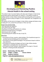 Developing and Maintaining Positive Mental Health for children in the school setting 